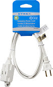 4' 3-Outlet Extension Power Cord - White